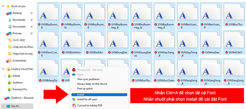 Cài font chữ thư pháp việt hóa
