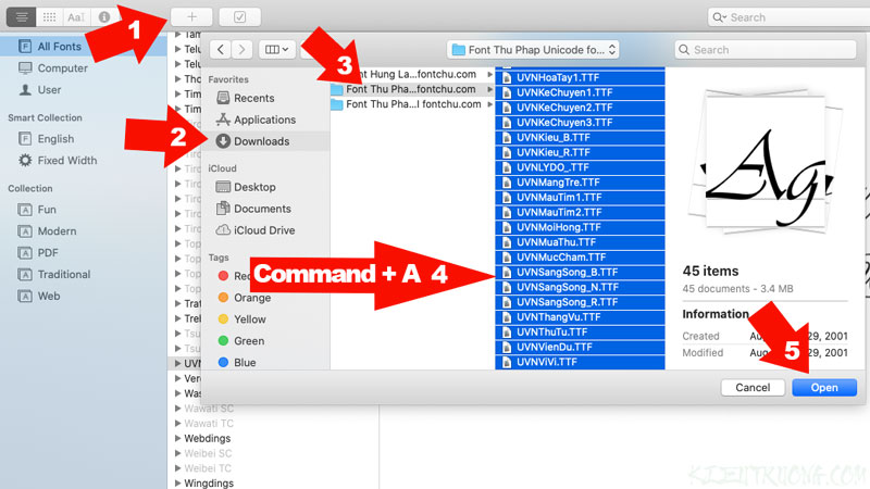 Cài phông thư pháp trên MacBook