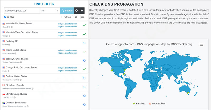Kiểm tra DNS của Cloudflare