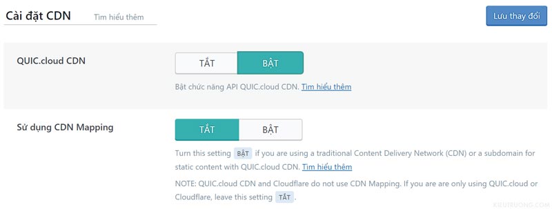 Quic Cloud CDN cho Hawk Host