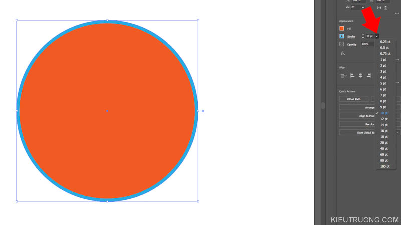 Thay đổi kích thước đường viền hình tròn