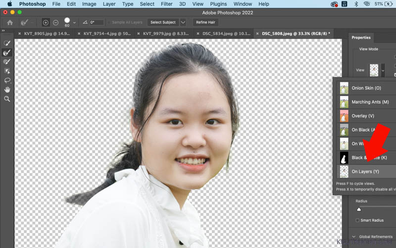 Chọn View Mode on Layer