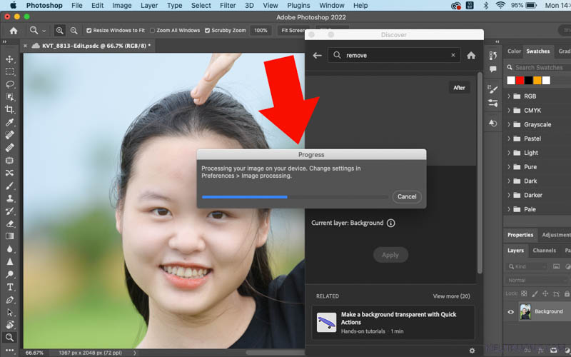 Đợi Photoshop tách tóc