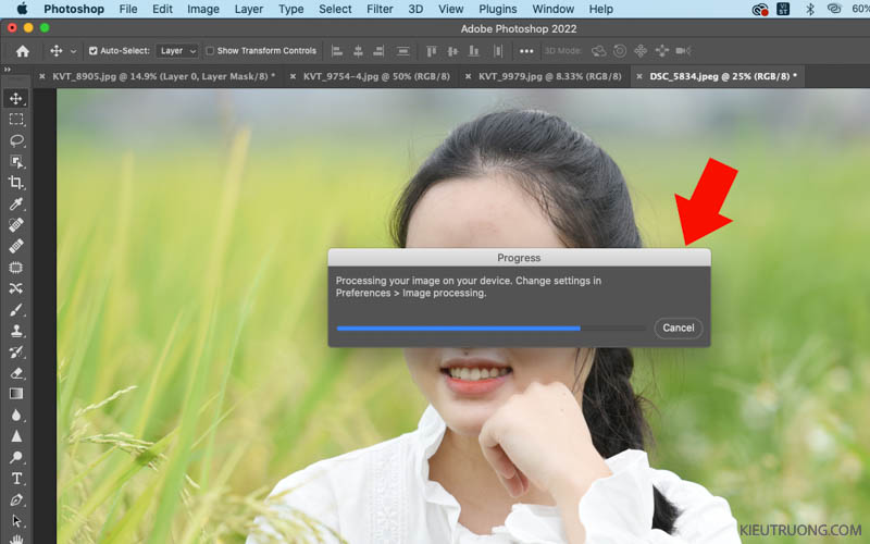 Đợi Photoshop xử lý tóc