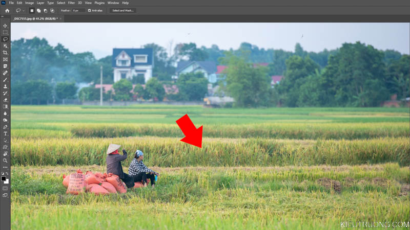 Kết quả xóa người trong Photoshop bằng Delete and Fill Selection