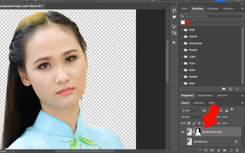 Kết quả tách tóc bằng photoshop