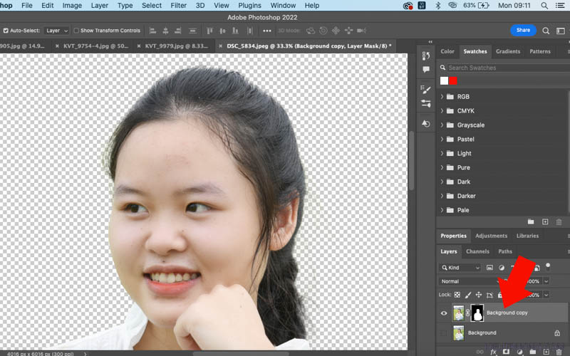 Kết quả tách tóc trong Photoshop