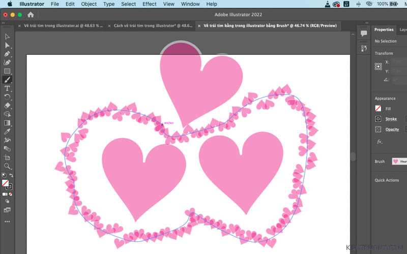 Klikoni për të vizatuar një formë zemre me PainBrush Tool
