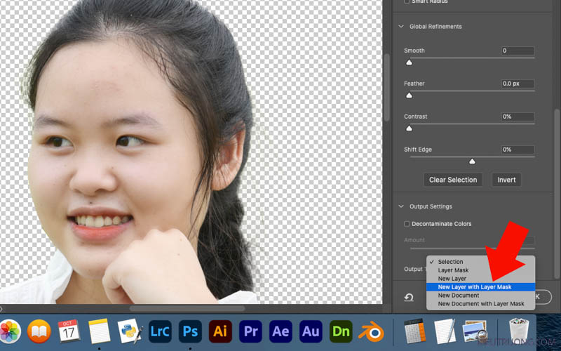 Nhấn New Layer with Layer Mask trong Select and Mask