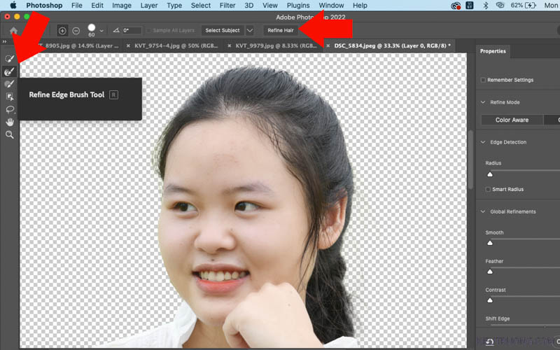 Nhấn Refine Hair