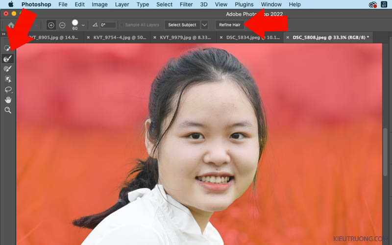 Nhấn vào Refine Hair