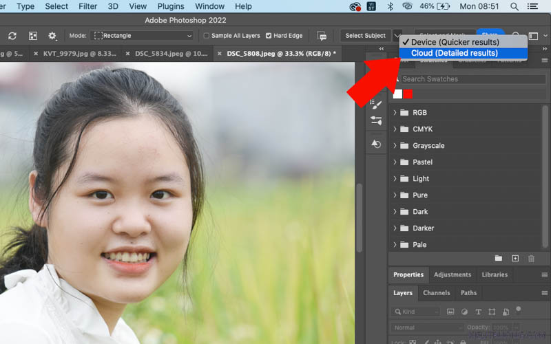 Nhấn vào Select Subject chọn Cloud