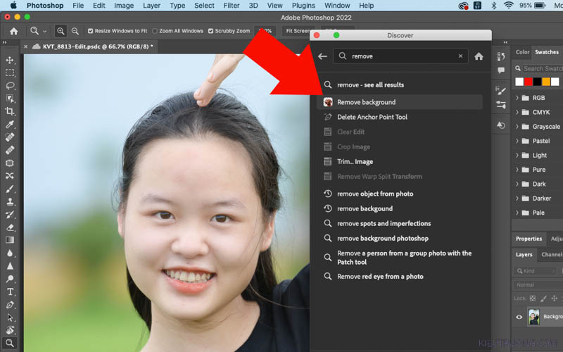 Tìm kiếm Remove trong Photoshop