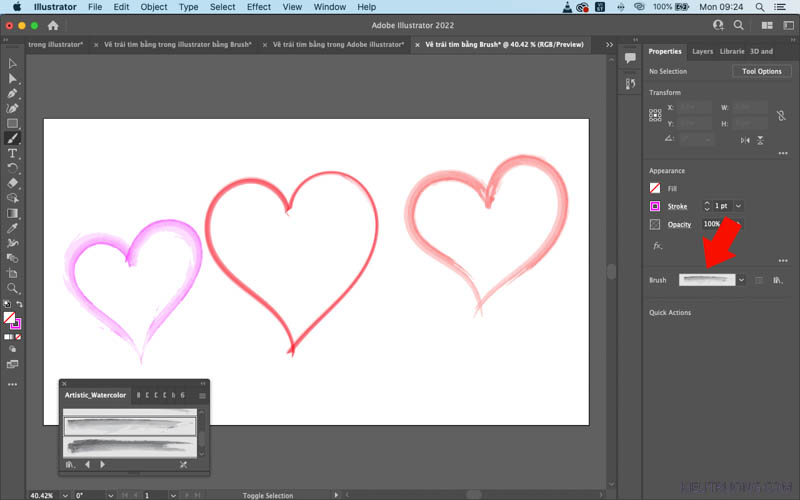 Vizatimi i zemrave të purpurta në ilustrator
