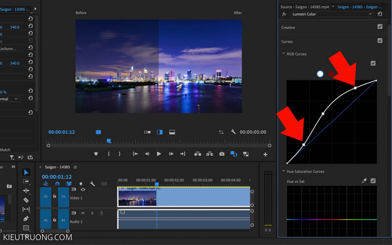 Làm sáng video với Curve trong Adobe Premiere