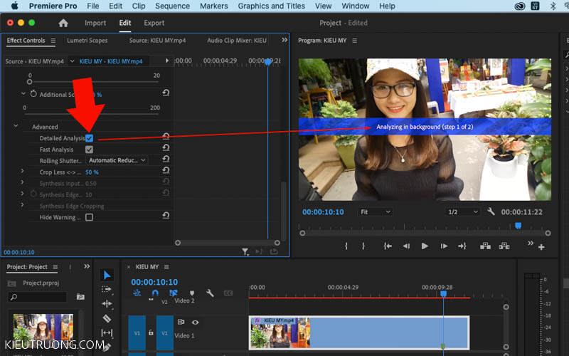 Xem phân tích chi tiết về giảm rung video nâng cao trong Adobe Premiere