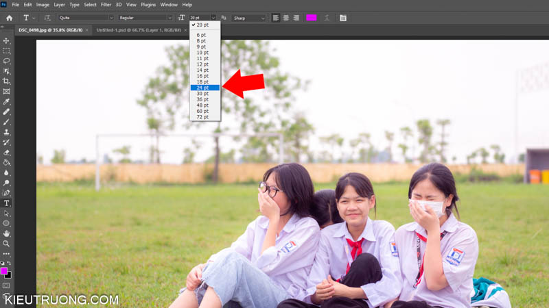 Cách điều chỉnh kích thước văn bản trong Photoshop