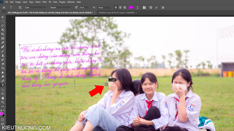 Cách xoay chữ trong photoshop