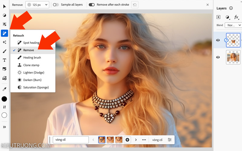 Xoá vật thể bằng Remove Tool trong Photoshop Online