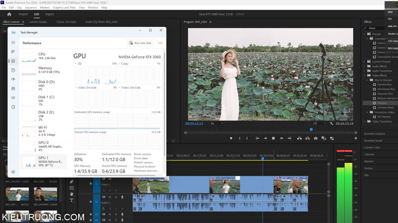 Preview trong Premiere với RTX 3060