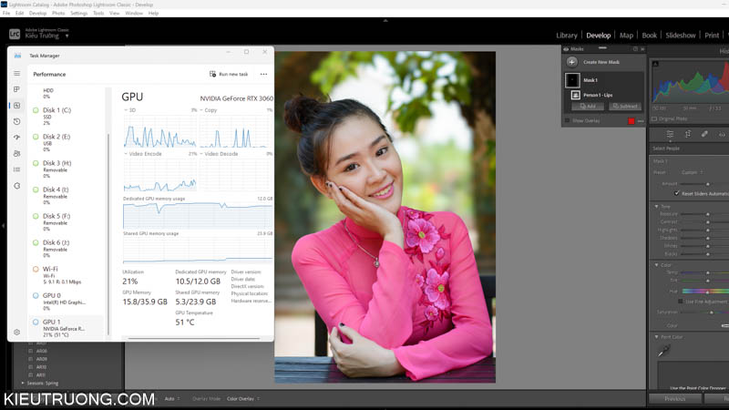 Tăng tốc Masking trong Lightroom bằng Card đồ họa RTX 3060