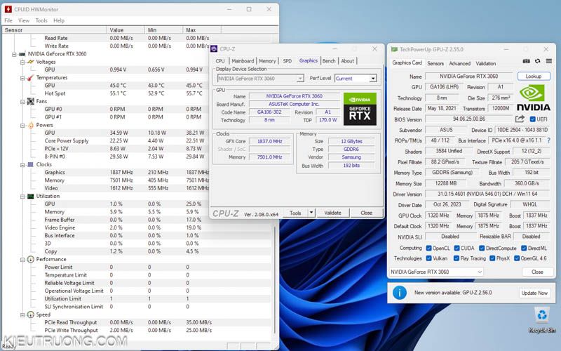 Thông số Card đồ họa Asus Dual RTX 3060 12GB V2 OC