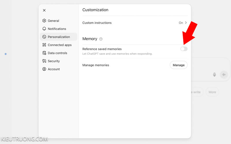 Tắt bộ nhớ ChatGPT để hạn chế thao túng tâm lý