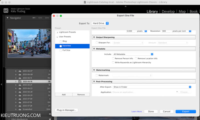 Xuất ảnh bằng Lightroom kèm theo All Metadata