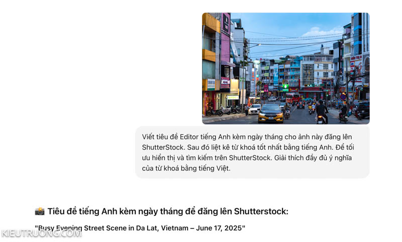 Yêu cầu ChatGPT phân tích ảnh viết tiêu đề Editor