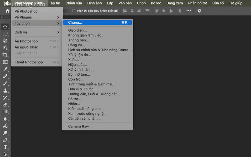 Kết quả Photoshop đã chuyển sang tiếng Việt