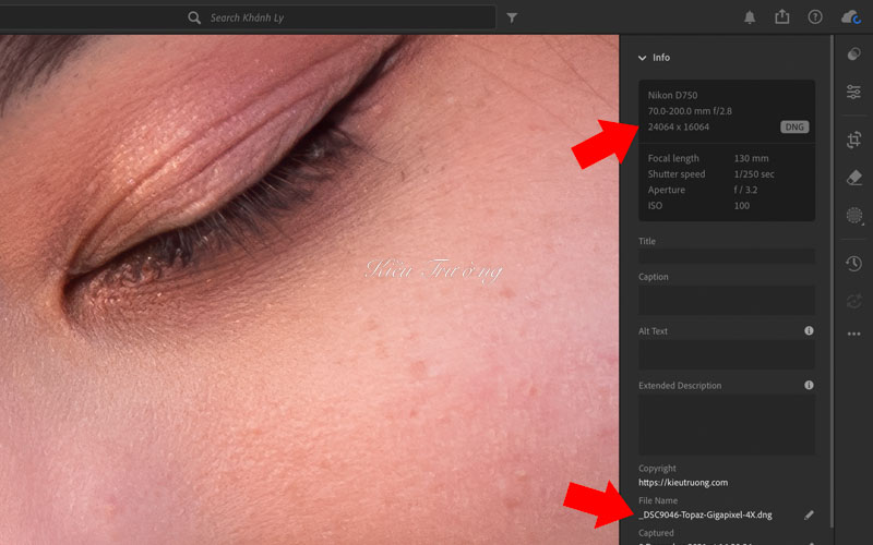 Kết quả sau khi tăng độ phân giải 16 lần bằng Lightroom