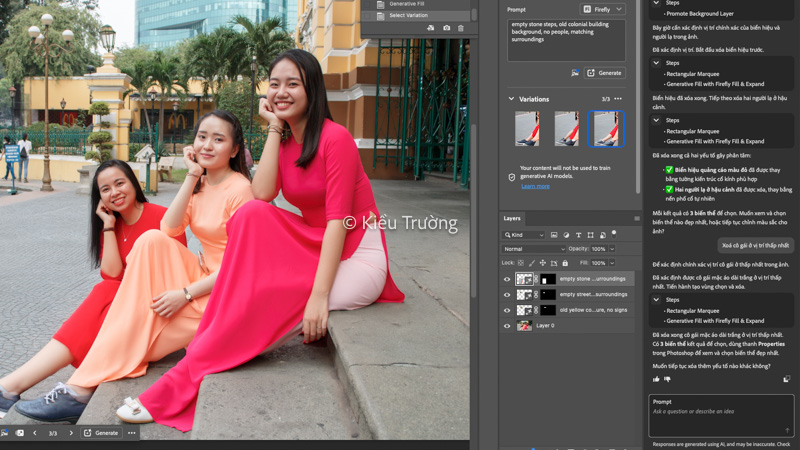 Kết quả sau khi xoá người bằng Photoshop AI Assistant