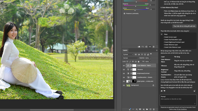 Photoshop giải thích những bước đã chỉnh màu ảnh