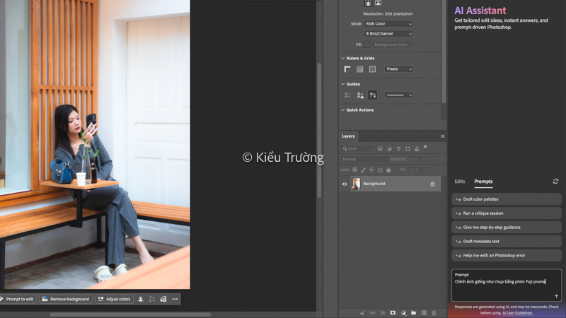 Yêu cầu Photoshop AI Assistant chỉnh màu phim