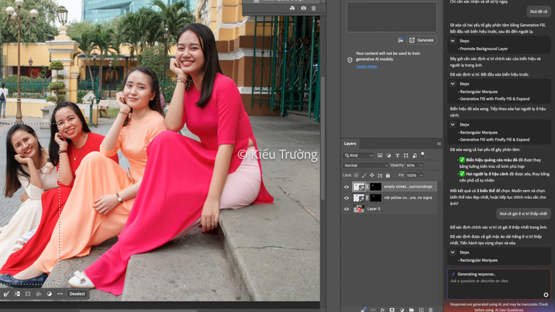 Yêu cầu Photoshop AI Assistant xoá người trong ảnh